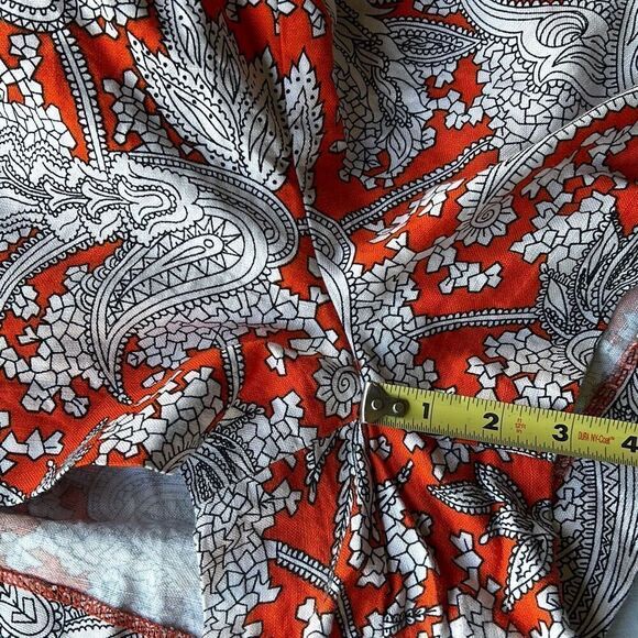 J. Crew 3” Printed Boardwalk Pull-On Linen Shorts Orange Paisley Sz 4 - Picture 6 of 7